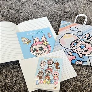 Labubu- Character Notebook large & smaller snd a gift bag!  New. Three items.